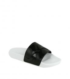 Salvatore Ferragamo Black White Logo Slippers