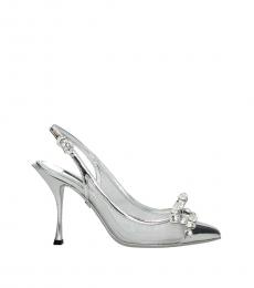 Dolce & Gabbana Silver Rhinestone Brooch Heels