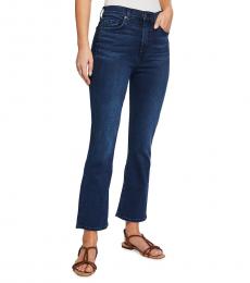 7 For All Mankind Blue High-Waist Slim Kick Jeans