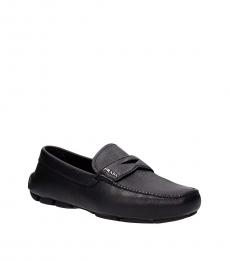 Black Saffiano Leather Loafers