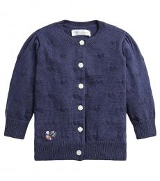 Ralph Lauren Baby Girls Navy Knit-Heart Cardigan