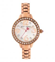 Betsey Johnson Rose Gold Crystal White Dial Watch