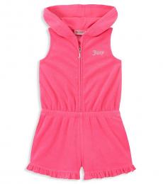 Juicy Couture Baby Girls Pink Ruffled Hooded Romper