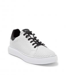 White Perforated Leather Sneakers