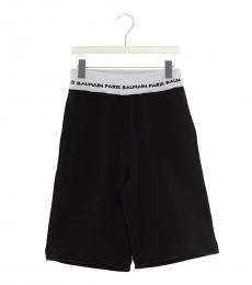 Balmain Girls Black Logo Band Bermuda Shorts
