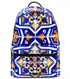Dolce & Gabbana Blue Maioliche Large Backpack