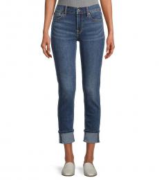7 For All Mankind Dark Blue Cuffed Cropped Jeans