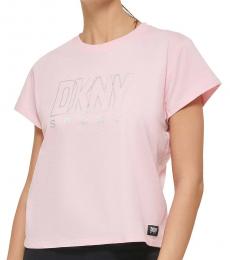 DKNY Light Pink Crew Neck Boxy T-Shirt