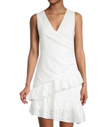 BCBGMaxazria Off White Crochet Wrap Dress