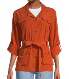 Calvin Klein Orange Belted Roll-Up Sleeve Jacket