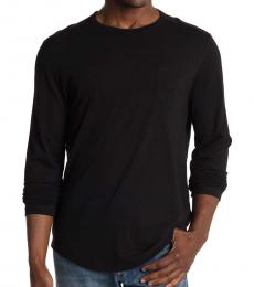 Black Long Sleeve Slub Knit T-Shirt
