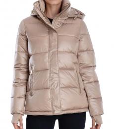 Michael Kors Beige Quilted Puffer Jacket
