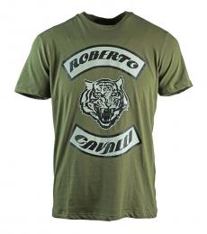 Roberto Cavalli Olive Tiger Head T-Shirt