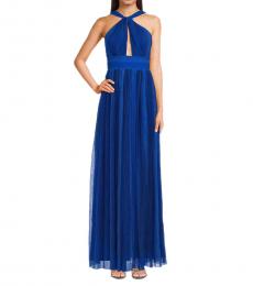 BCBGMaxazria Blue Halter Striped Maxi Dress