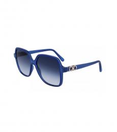 Ferragamo Blue Gradient Square Sunglasses