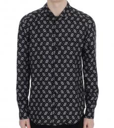 Black Floral Print Pajama Shirt