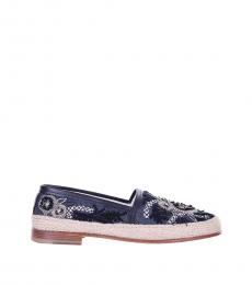 Dolce & Gabbana Blue Crystals Embroidered Espadrilles