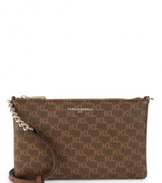 Karl Lagerfeld Brown Signature Medium Crossbody