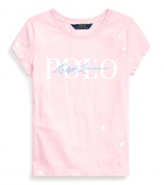 Ralph Lauren Girls Caramel Pink Paint-Splatter T-Shirt