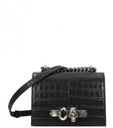 Alexander McQueen Dark Grey Textured Small Shoulder Bag