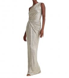 Ralph Lauren Antique Bronze Metallic One-Shoulder Gown