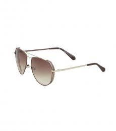 Balmain Pink Gold Browline Aviator Sunglasses