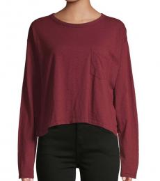 Rag And Bone Black Cherry Crop Long-Sleeve Tee