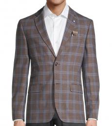 Ben Sherman Brown Standard-Fit Overcheck Sportcoat