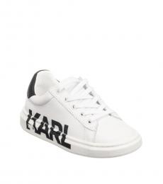 Karl Lagerfeld Little Boys White Leather Logo Sneakers