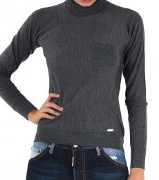 Gray Wool Turtle-Neck Sweater