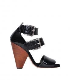 Dolce & Gabbana Black Croc Print Leather Heels