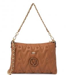 Mario Valentino Brown Vanille Convertible Medium Shoulder Bag