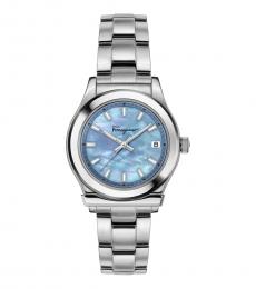 Silver Blue Dial Watch