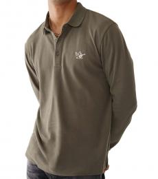 True Religion Taupe Long Sleeve Polo Shirt