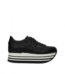 Black Platform Leather Sneakers