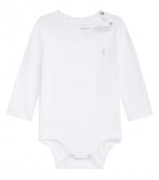 Ralph Lauren Baby Boys White Long-Sleeve Bodysuit