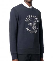 Alexander McQueen Navy Blue Front Logo Sweatshirt