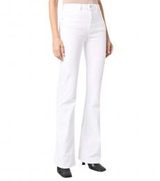 White Mid Rise Flared Jeans
