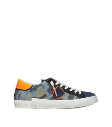 Blue Fluo Orange Low Top Sneakers