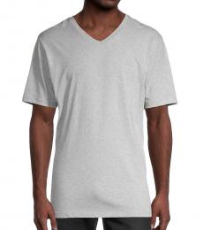 Grey Cotton V-Neck T-Shirt