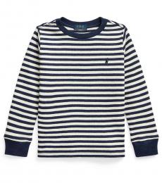 Little Boys Navy Oatmeal Striped T-Shirt