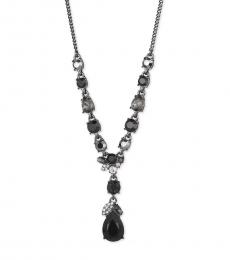 Black Crystal Y Necklace