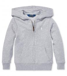 Ralph Lauren Little Girls Light Grey Heather Terry Hoodie