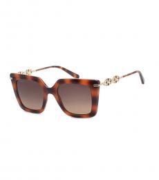 Ferragamo Brown Havana Square Sunglasses