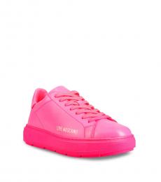 Love Moschino Pink Lace Up Sneakers