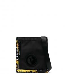 Versace Jeans Couture Black Logo Patch Small Crossbody Bag