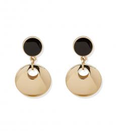 DKNY Golden Black Disc Drop Earrings