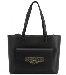 Love Moschino Black Turnlock Pocket Large Tote