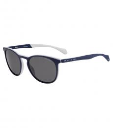 Navy Blue Polarized Round Sunglasses
