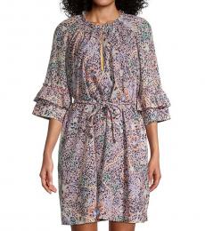 Multicolor  Floral Bell-Sleeve Dress
